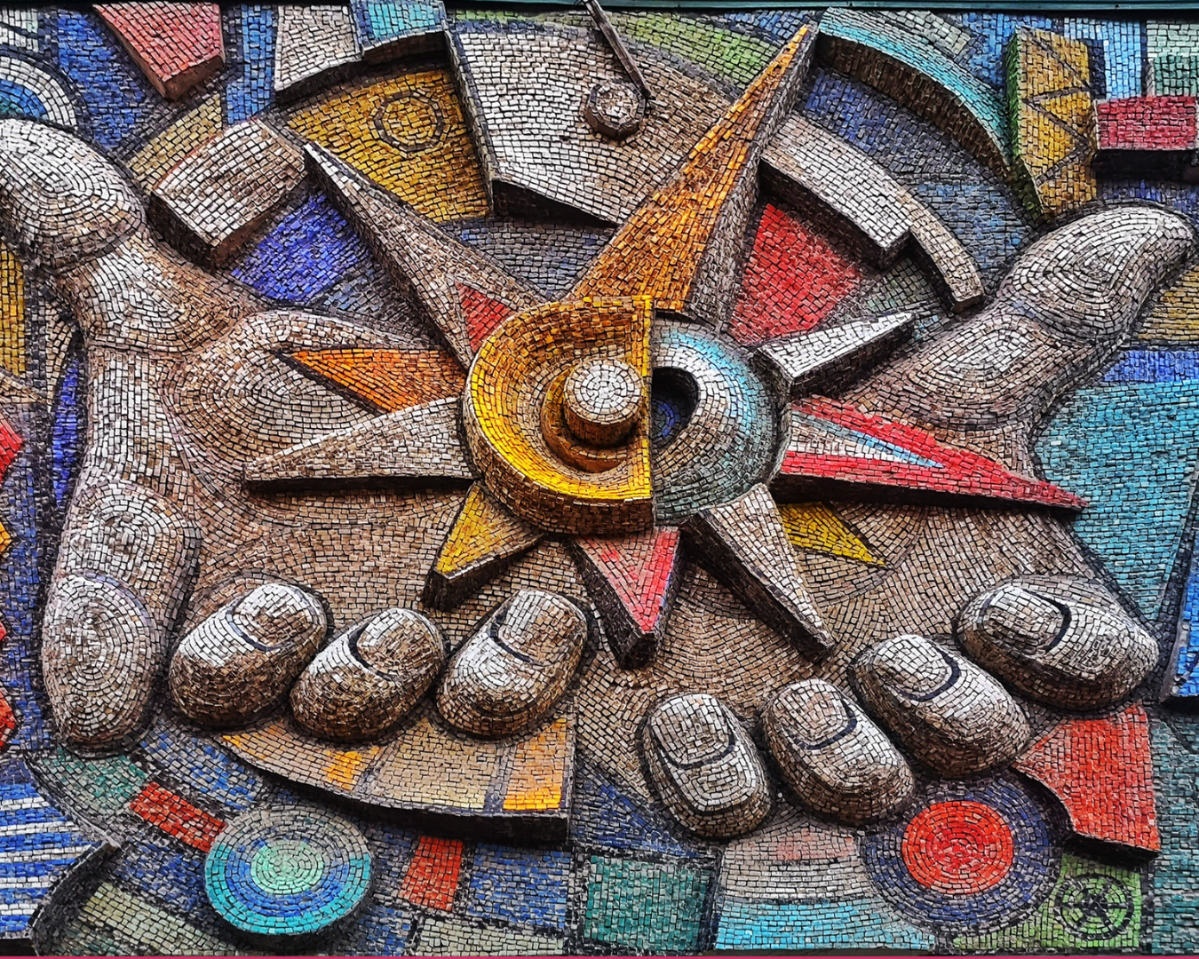 a well-preserved Soviet Mosaic called "Progress"