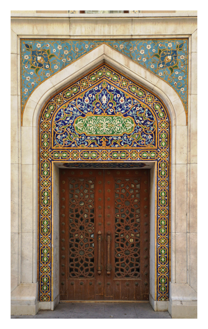 Soviet Architecture in Baku. The door of Literature Museum named after Nizami Ganjavi