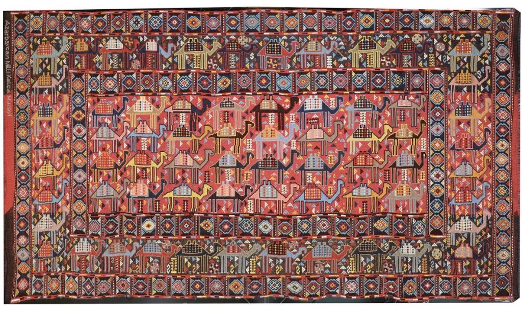 Qarabağ qrupuna aid xovsuz şəddə xalçası. Toxucular: Lalə Manafova, Şükufə Səfərova. 