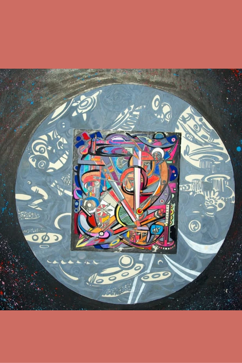 Elmas Hüseynov. "Yer kürəsi- kosmos" silsiləsi, 1989-1991. Rəngli kağız, karton, qarışıq texnika. Azərbaycan Milli İncəsənət Muzeyinin kolleksiyası. Şəkil: Instaqram/shirinmelik