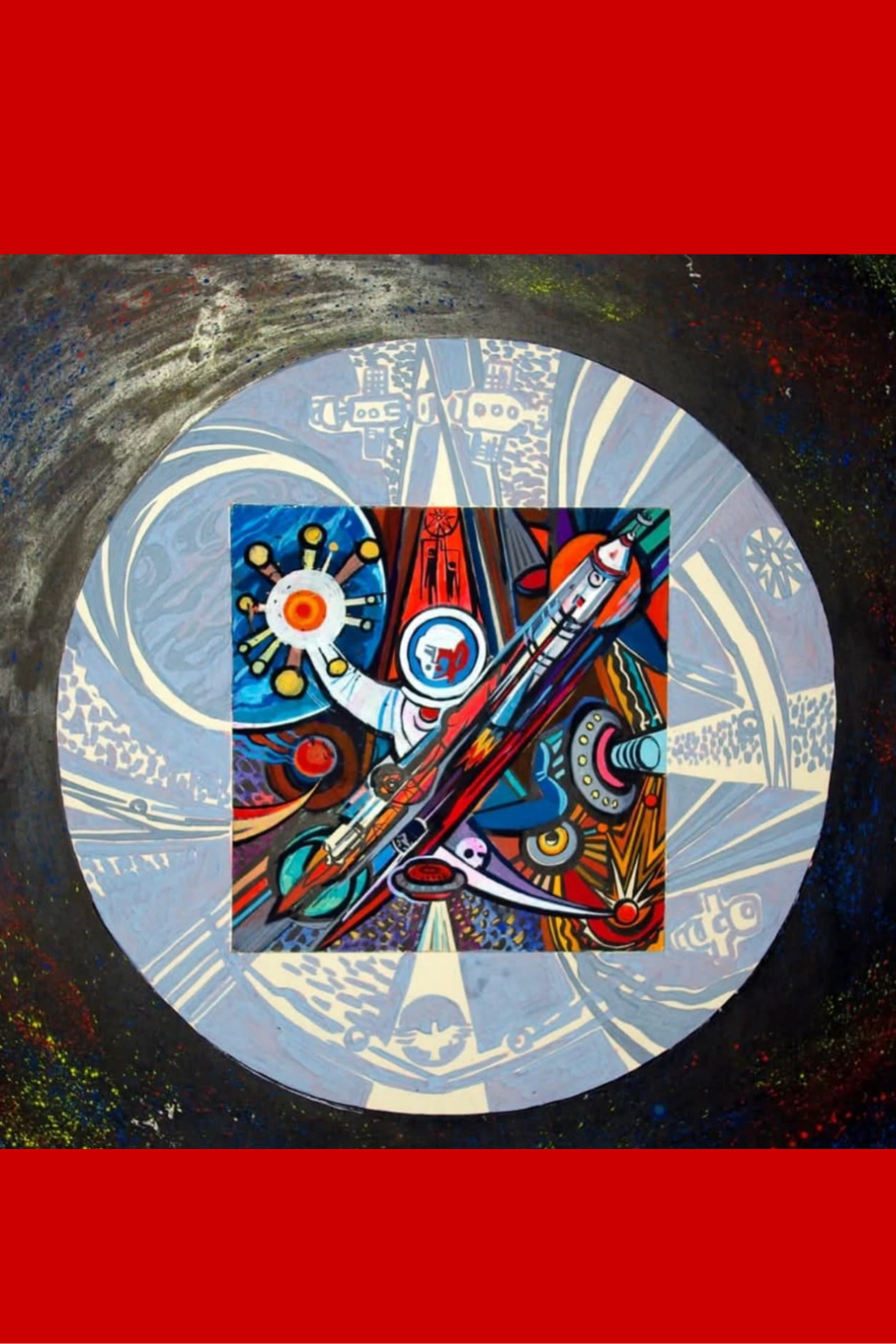 Elmas Hüseynov. "Yer kürəsi- kosmos" silsiləsi, 1989-1991. Rəngli kağız, karton, qarışıq texnika. Azərbaycan Milli İncəsənət Muzeyinin kolleksiyası. Şəkil: Instaqram/shirinmelik